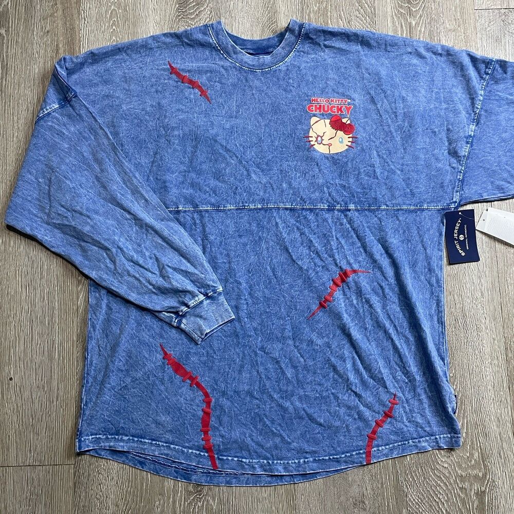 BNWT Hello Kitty Chucky Universal Studios Stonewash Blue Spirit Jersey - Size L